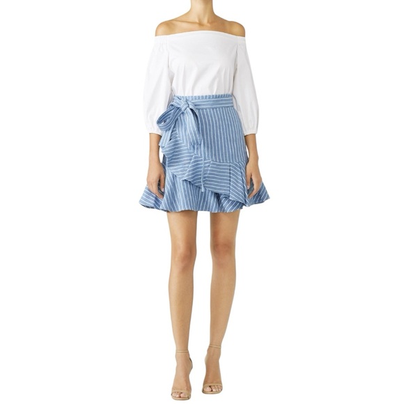 Alexis Dresses & Skirts - Alexis Anvivi Wrap Light Blue Striped Tie Side Mini Skirt Size XS EUC